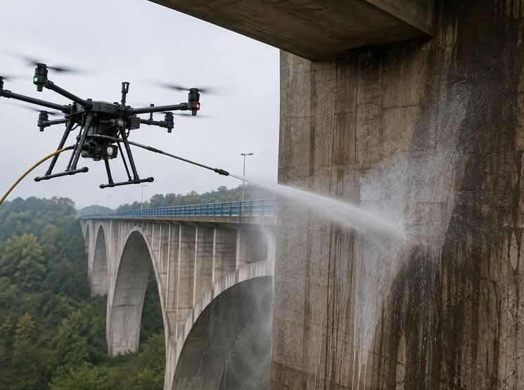 Limpieza con drones para oficinas acristaladas en La Rinconada